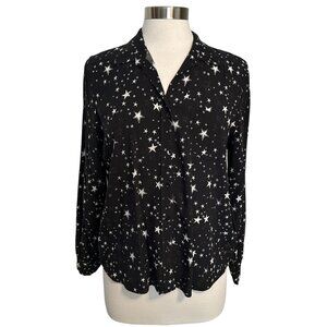 Rails Medium Noemi Black Galaxy Star Print Collared Long Sleeve Button Up Shirt